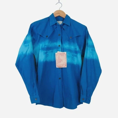 NUEVO CON ETIQUETAS Camisa Western Frontier Rider Para Hombres M Tie Dye Ombre Azul De Colección Foto 1 de 4