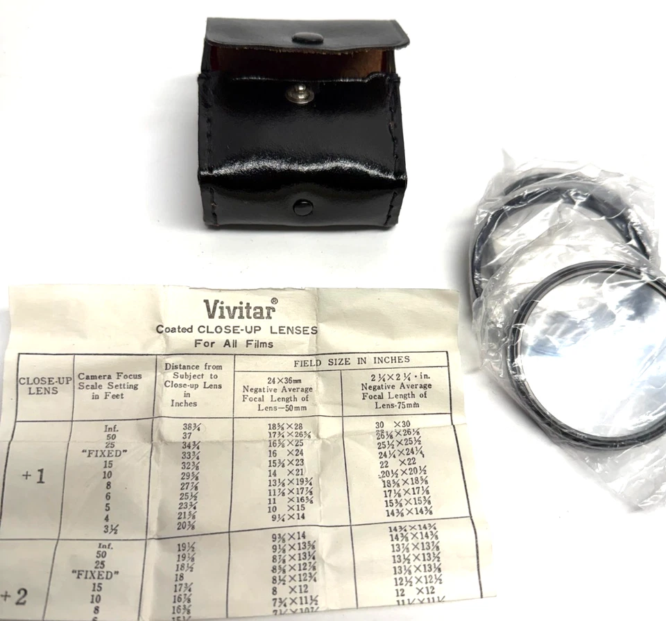 Vintage NOS VIVITAR Coated Close Up Lens Set 49mm No. 1, No. 2 & No. 3 w/ Case - Image 1 of 4