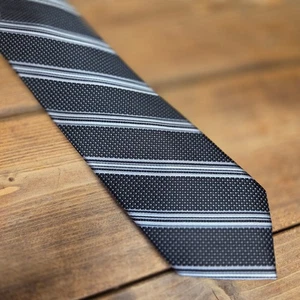Bruno Piattelli Men's Tie Black Silver Classic 57-60" Silk - Picture 1 of 4