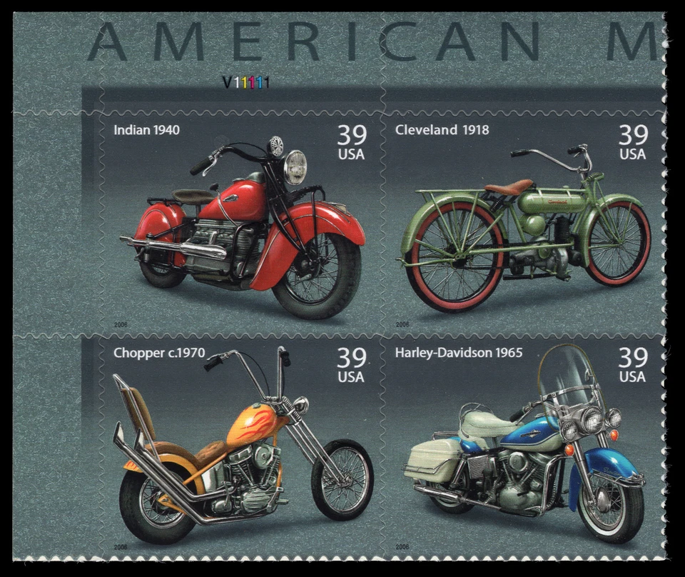 US Scott #4088a (4085-4088), Motorcycles, Plate Block of (4) 2006 39¢ Stamps MNH - Image 1 of 1