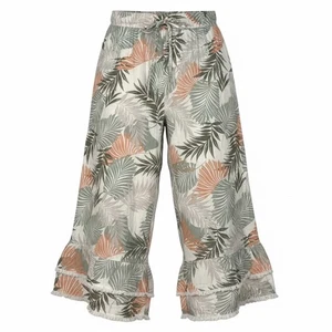 Cato Hi-Rise Cropped Leinen Hose Gr. Large weites Bein Capri Culotte Rüschensaum - Bild 1 von 11