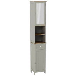 Priano Bathroom 2 Door Tall Cabinet Mirror Cupboard Storage Freestanding Grey - Picture 1 of 9