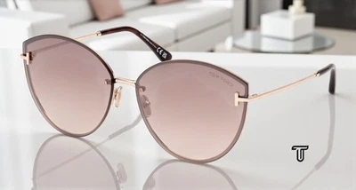 Gafas de sol para mujer Tom Ford FT1106 28G metal brillante oro rosa marrón espejo 63 mm Foto 1 de 4