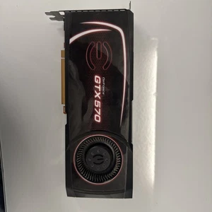 EVGA Nvidia GeForce GTX 570 GDDR5 PCI-e x2 DVI x1 mHDMI Graphics Card - Picture 1 of 4