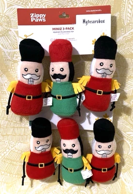 ZippyPaws 6-Pack Holiday MINIZ NUTCRACKERS Squeaky Dog Toy New -FREE SHIPPING- - Image 1 of 4