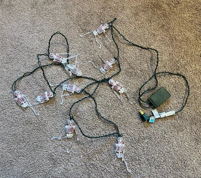 Halloween Scary Flickering Red Skeletons Set of 10 String Lights 10ft Plug-in - Image 1 of 4