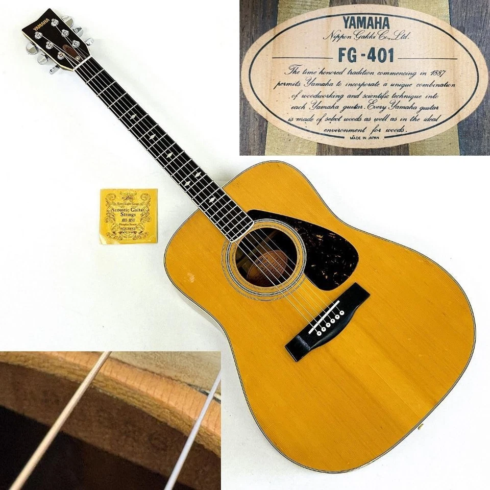 YAMAHA FG-401 Guitare Acoustique Dreadnought Vintage Japan Model Spruce Top - Photo 1/4