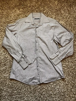 Camisa de vestir Gucci púrpura a rayas para hombre 41/16 manga larga con botones de lujo Foto 1 de 4