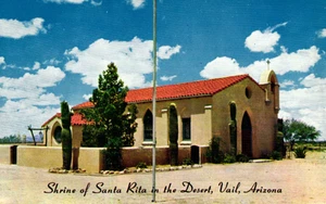 Vintage 1960's Postcard Shrine of Santa Rita in the Desert Vail Arizona - Picture 1 of 2