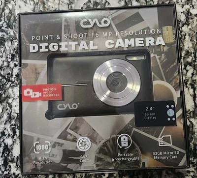 “Cámara digital Cylo 16MP apuntar y disparar – Pantalla de 2,4”, zoom 16X, tarjeta SD 32 GB” Foto 1 de 3