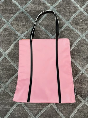 Nuevo Sin Etiquetas Bolso de Mano Rosa Clinique Naranja Interior Correas Negras Foto 1 de 4