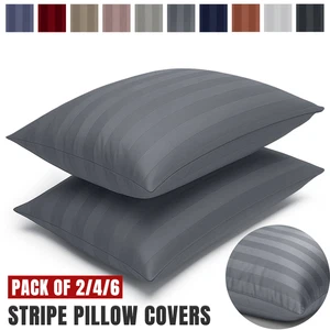 2/4/6 Pack Pillow Cases 100% Egyptian Stripe Pillow Covers Housewife Pillowcase - Picture 1 of 85