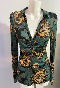 Free People Lucky Damen-Shirt schwarz geblümt Knopfleiste Größe Small Petite - Bild 1 von 5
