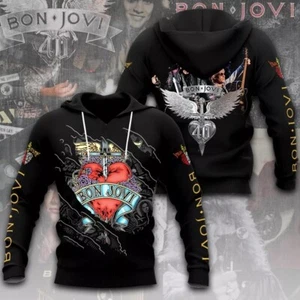 Bon Jovi 3D Hoodie, Men and Women Full Size S-5XL - Picture 1 of 5