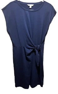 Nine West Short Sleeve Side-Knot Knit Dress Women’s Size Large Liberty Navy Blue - Picture 1 of 7