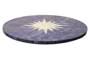 24" Blau Marmor Schlafzimmer Couchtisch Platte Lapis Intarsien Abalone Kunst Wohnkultur E586 - Bild 1 von 5
