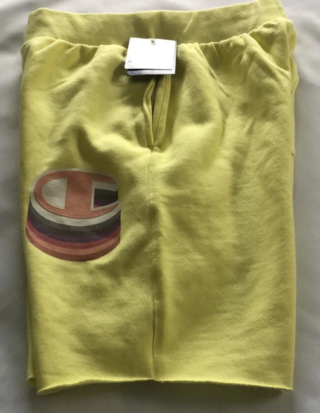 Champion Fleece Shorts Mens Medium Yellow