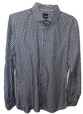 Camisa Strellson Para Hombres 15.5 Mediana Abotonada Azul Blanco Negro Vestido Informal Adulto Foto 1 de 3