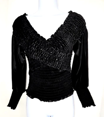 Top BB Dakota Steve Madden para mujer de terciopelo negro manga larga sin hombros talla XS Foto 1 de 4