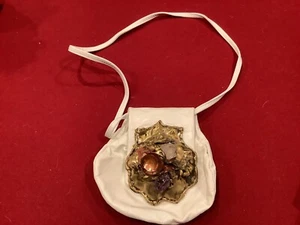 FANCY NANCY BRUTALIST 1980’s  PURSE-BRAZIL- SODALITE&AMYTHYST-LEATHER-SIGNED - Picture 1 of 5