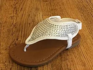White Flip Flops Sequins Sandals Girls Healthtex Size 5 Toddler NWT - Picture 1 of 5