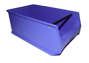 4x Sichtlagerboxen Gr.5 blau mit Griffstange Stapelboxen 500x300x200 mm Boxen