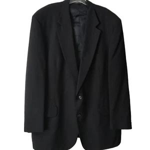 Lands’ End Black 100% Wool 2-Button Sport Coat Blazer 46L USA Made Jacket - Picture 1 of 12