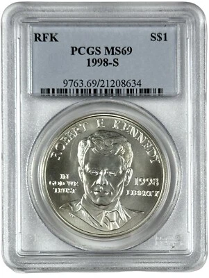 1998-S RFK Robert F Kennedy $1 Commemorative Coin PCGS MS 69 - Image 1 of 2