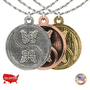 Collar y colgante de mariposas Yin Yang Creative Pewter Designs, G068 - Imagen 1 de 5