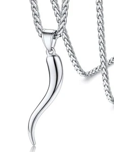 FaithHeart Italian Horn Pendant Necklace for Women Men Sturdy Stainless Steel... - Picture 1 of 9