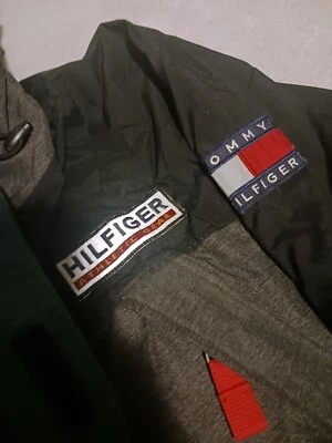 Chaqueta de Colección Años 90 Tommy Hilfiger Para Hombre XL Azul/Gris/Verde Cremallera Completa Reversible  Foto 1 de 4