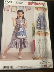 Simplicity Pattern 8565 Little Girls RUBY JEANS CLOSET Dress w/Opts & Purses 3-8 - Picture 1 of 2