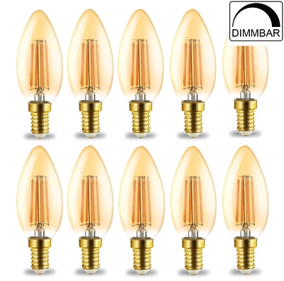Dimmbare E14 Filament Vintage LED Leuchtmittel Kerzen 4w 400 Lumen 2200K  - Bild 1 von 4