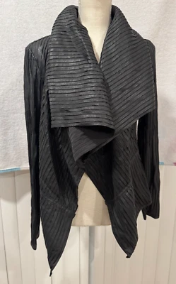 My Tribe U.S.A. Striped Cowl Neck Shawl Leather Jacket Women's Sz S New DS08 - Image 1 of 4