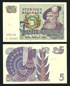 Sweden Suede 5 Kronor 1978, UNC-, P-51d - Picture 1 of 3