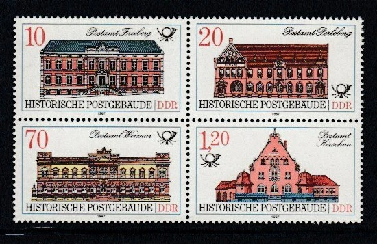 EAST GERMANY Historic Post Office Buildings MNH set - Image 1 of 1