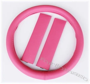 Lady Lenkradbezug + 2 Gurtschoner Pink Auto Set,  Kunstleder Ø 37 - 38,5  Neu - Bild 1 von 2