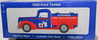 SET of 2: Spec Cast 1940 CITGO Ford Tanker Diecast Metal Lockable Coin Banks - Image 1 of 4