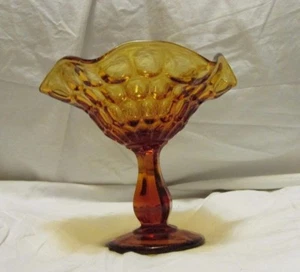 Fenton Amber Thumbprint Pedestal Candy Dish - Picture 1 of 5