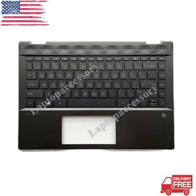 LAPTOPACCESSORY New For HP Pavilion x360 14-DH 14T-DH Palmrest Keyboard Backlit L53795-001 Black