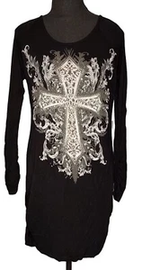 Vanilla Bay - Black Beaded Long Sleeve Mini Dress - Size Small - Picture 1 of 3