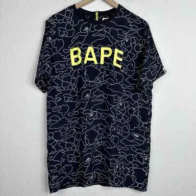Camisa BAPE A Bathing Ape Para Hombre Pequeña Azul Amarillo Manga Corta Gráfico Abstracto Foto 1 de 4