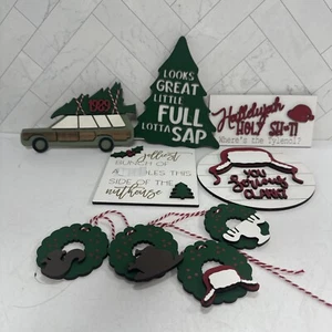 Christmas Vacation Inspired Farmhouse Words Tiered Tray Decorations 6 PC Set - Picture 1 of 5