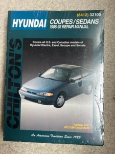 Cupones/sedanes Hyundai 1986-93 manual de reparación de Chilton's cubiertas EE. UU. y Canadá nuevo - Imagen 1 de 2