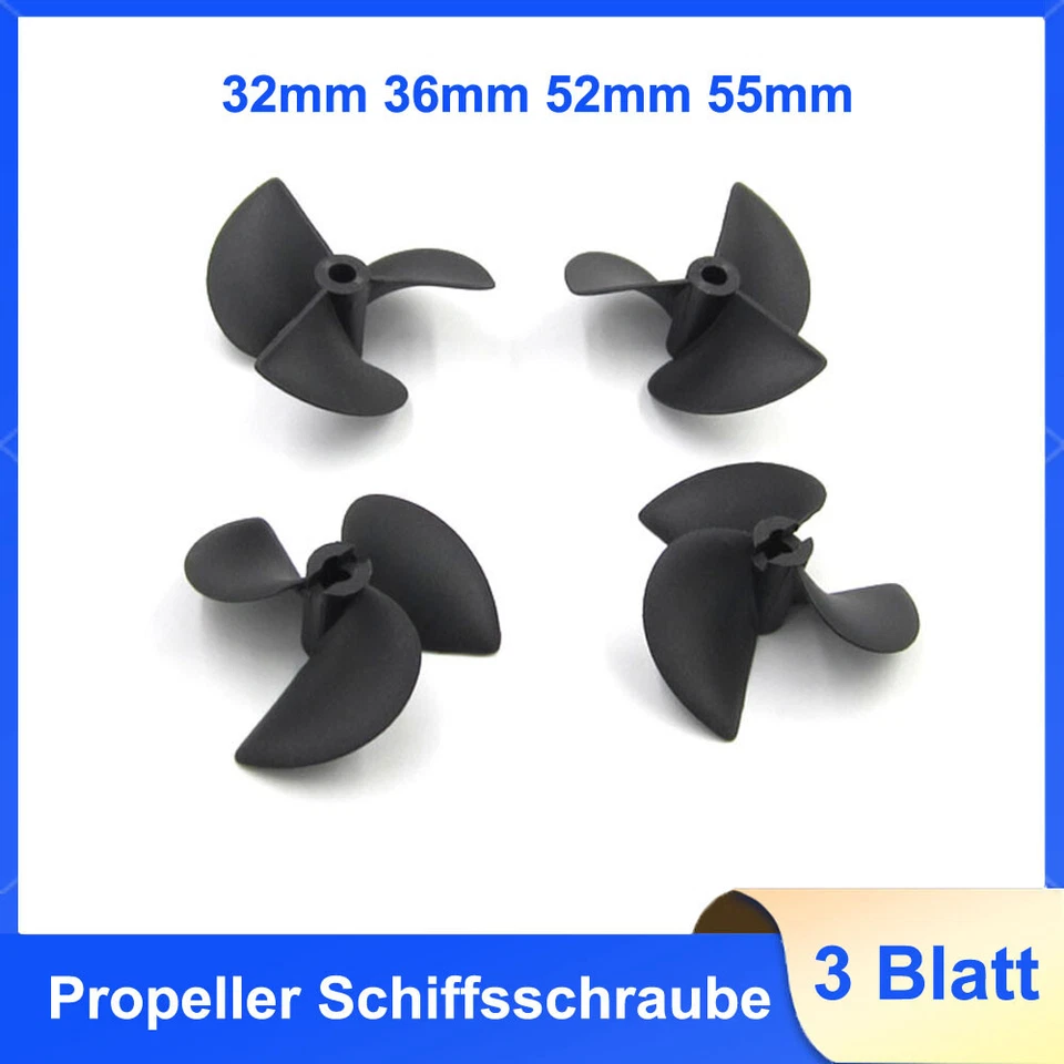 3 Blatt Nylon Kunststoff Propeller Schiffsschraube 32mm-55mm Für RC Boot Modell - Bild 1 von 4