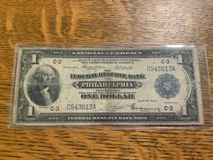 1914 FEDERAL RESERVE BANK NOTE OF PHILADELPHIA ONE DOLLAR - Picture 1 of 2