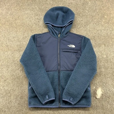 Chaqueta North Face Jóvenes Niños L Azul Cremallera Completa Con Capucha Pila Profunda Sherpa Polar Foto 1 de 4