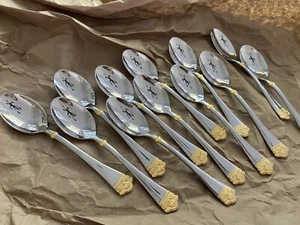 WIRTHS Germany Solingen WIF20 GOLD Stainless Steel CHROME 12pc COFFEE SPOONS SET - Picture 1 of 3