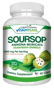 Soursop GRAVIOLA EXTRACT 2000 mg 45days Guanabana Annona Antioxidant 90 capsules - Picture 1 of 11