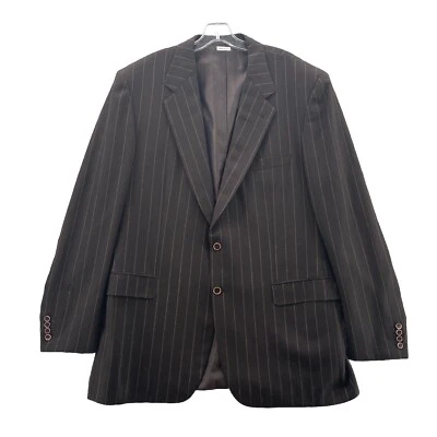 BRIONI Neiman MarcusTraiano Blazer Mens Brown 46L Gold Striped Jacket Wool Coat - Image 1 of 4
